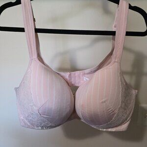 Cacique (Lane Bryant) Pink Striped Underwire Bra 46DD